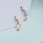 Dotted Marquise Cz Hoop Earrings Sterling Silver, thumbnail 8 of 11