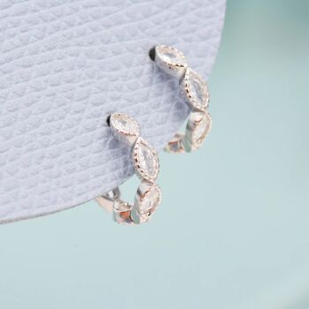 Dotted Marquise Cz Hoop Earrings Sterling Silver, 8 of 11