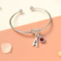 Personalised Initial Silver Bracelet Friendship Knot Cuff Bracelet, thumbnail 3 of 10