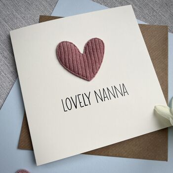 Mum/Nanna Corduroy Heart Birthday Card, 3 of 3