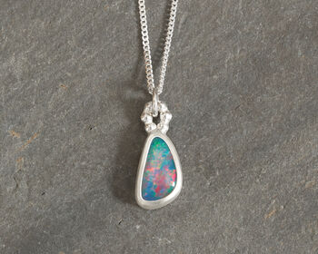 Fine Australian Opal Doublet Necklace In Sterling Silver, 4 of 5