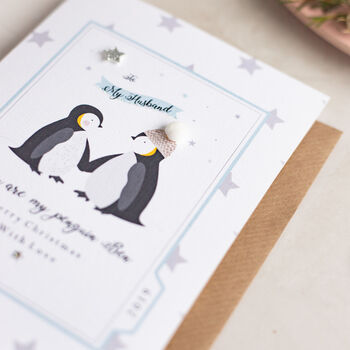 Personalised Penguin Husband Christmas Card, 2 of 3