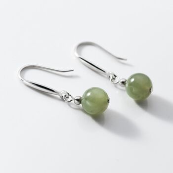 Sterling Silver Vintage Style Jade Gemstone Hook Earrings, 2 of 5