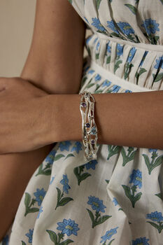 Silver Bangle With Blue Topaz, Iolite And Amethyst, 4 of 10