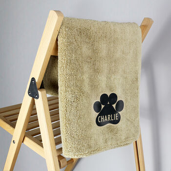 Personalised Paw Print Brown Microfiber Pet Towel, 5 of 7