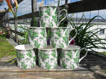 Set Of Six China Palace Mugs In Lily Of The Valley Design, 4 of 7