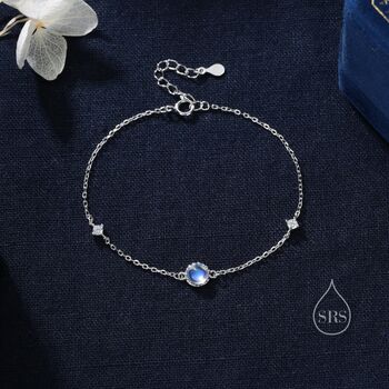 Delicate Moonstone And Cz Bracelet In Sterling Silver, 3 of 11
