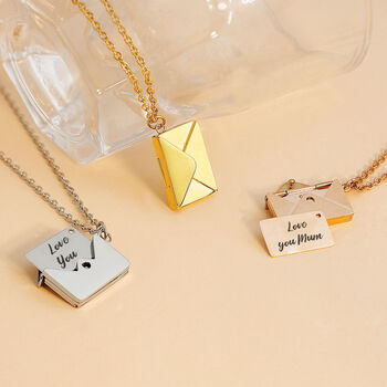 Secret Message Envelope Necklace | Personalised Love Letter Pendant | Hidden Message Jewellery Gift For Her UK, 2 of 9