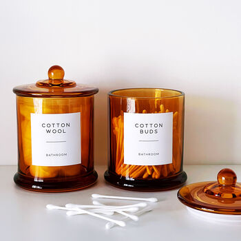 Luxury Amber Glass Bathroom Jar With Airtight Lid, 7 of 10