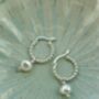 Silver And Freshwater Pearl Beaded Hoop Earrings, thumbnail 2 of 9