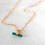 The T Bar Green Onyx Necklace, Gold Plated, thumbnail 6 of 9