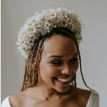 Daisy Chain Wedding Dried Flower Crown Headband, 2 of 4