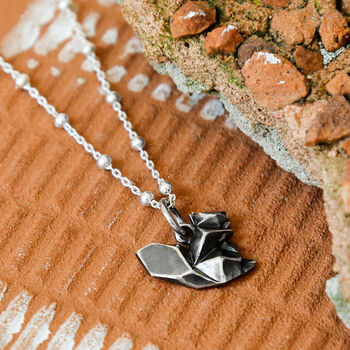 Sterling Silver Origami Squirrel Necklace, 3 of 8