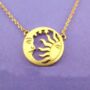 Gold Plated Sun Moon Small Round Disc Pendant Necklace, thumbnail 4 of 5