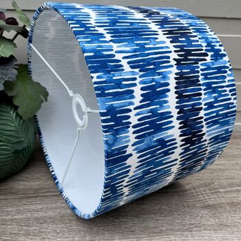 Tidal Marine Blue Patterned Drum Lampshades, 5 of 7