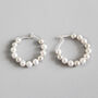 Sterling Silver And Pearl Bead Hoop Earrings, thumbnail 1 of 4