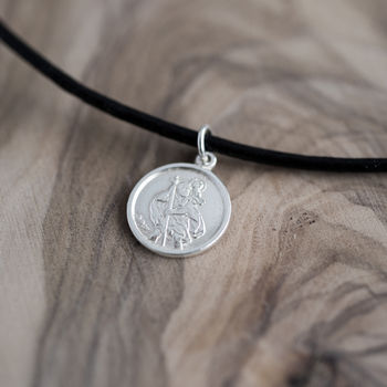 Sterling St Christopher Leather Necklace, 3 of 7