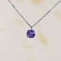 Sterling Silver Amethyst Purple Cz Pendant Necklace, thumbnail 4 of 11
