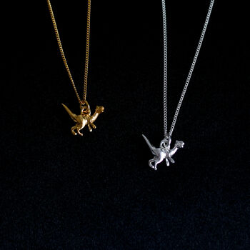 Dinosaur Necklace In Sterling Silver, 24ct Gold Vermeil, 2 of 10