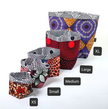 African Print Basket Pots | Black Red Shope Print, 4 of 6