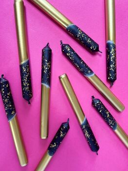 Black And Gold Glitter Christmas Candles, 3 of 4