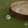 Koru Circle Spiral Screw Back Earrings In Sterling Silver, thumbnail 5 of 10