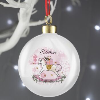 Personalised First Christmas Rocking Horse Bauble, 3 of 3