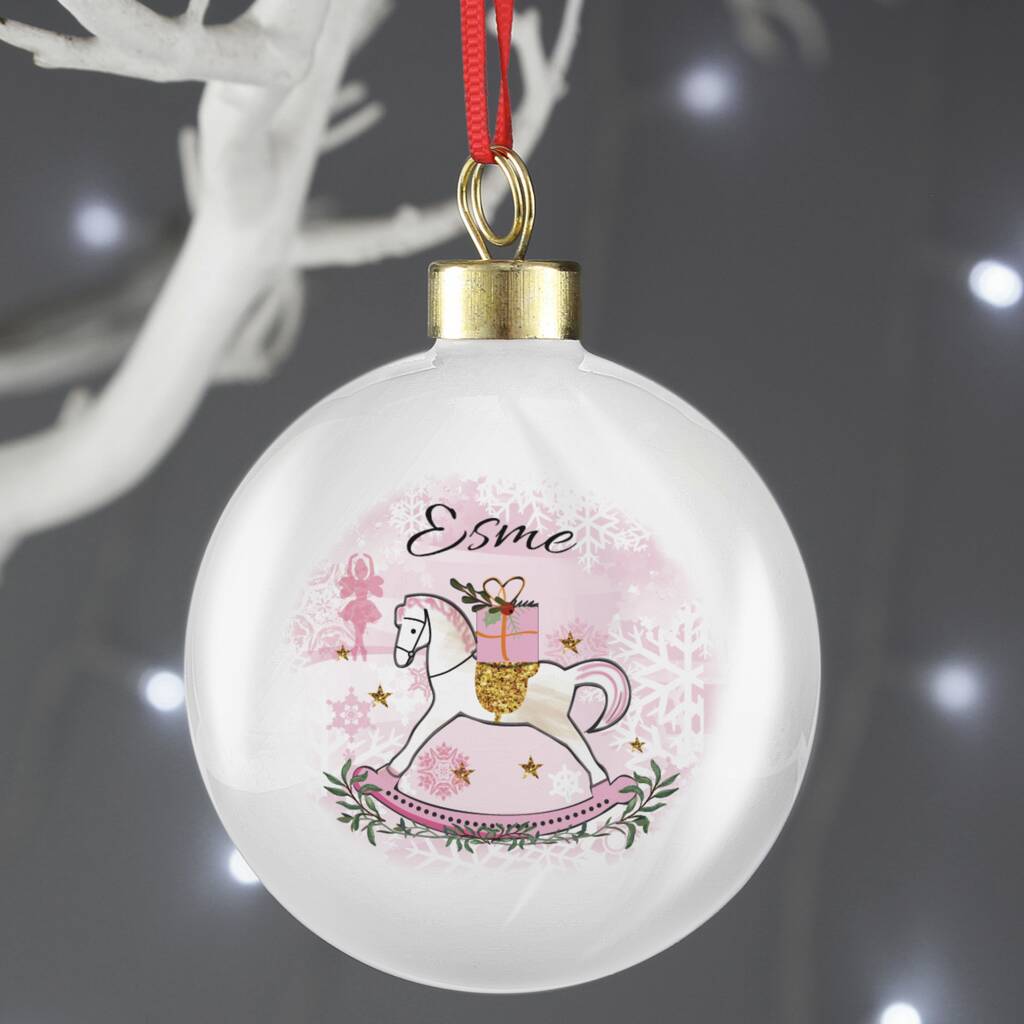 Personalised First Christmas Rocking Horse Bauble By HELLO LOVELY ...