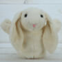 Cream Bunny Hand Puppet With Matching Mini Toy, thumbnail 1 of 4