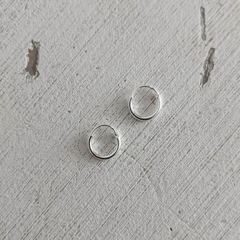 Tiny Sterling Silver Micro Hoop Earrings, 2 of 6