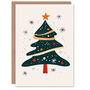 Tree Bright Modern Abstract Xmas Christmas Card, thumbnail 1 of 4