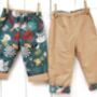 Reversible Baby Kids Cotton Jungle Sloth Trousers, thumbnail 1 of 11