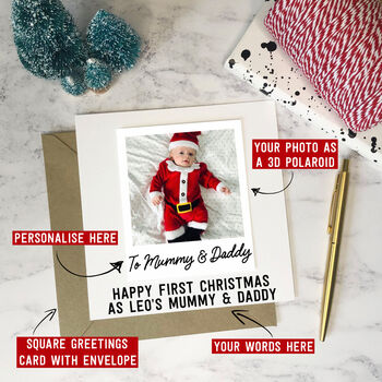 First Christmas Mummy And Daddy 3D Photo Card, 2 of 4
