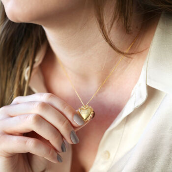 Personalised Heart Sunburst Locket Necklace, 4 of 12