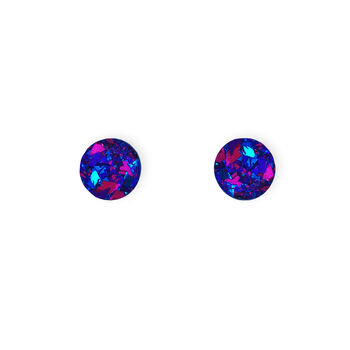 Mini Round Stud Earrings In Midnight Disco, 3 of 4