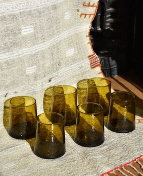 Recycled Moroccan Amber Tumbler/Highball Glass Set Of Six, 4 of 4