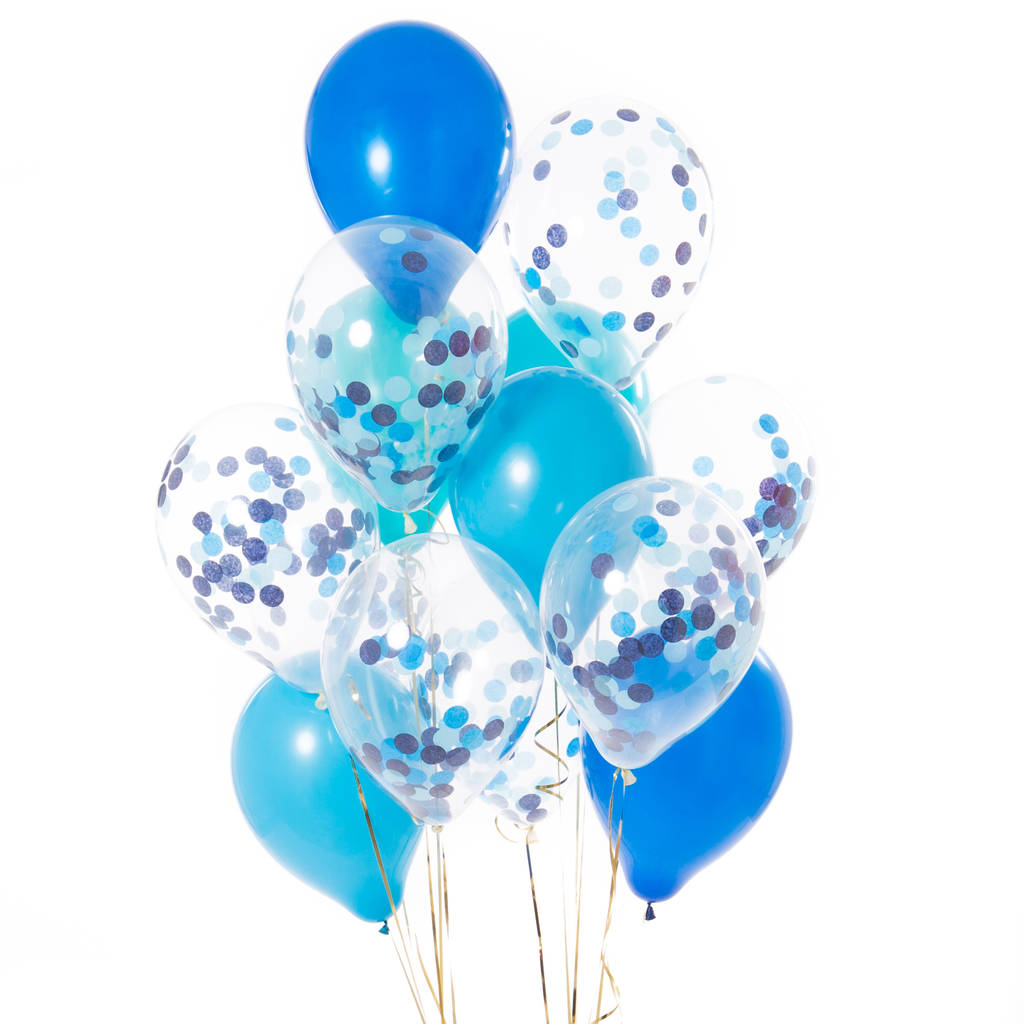 Pack Of 14 Peacock Blue Confetti Balloons By Bubblegum Balloons ...