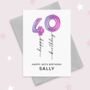 40th Birthday Pink Balloon Card, thumbnail 1 of 2