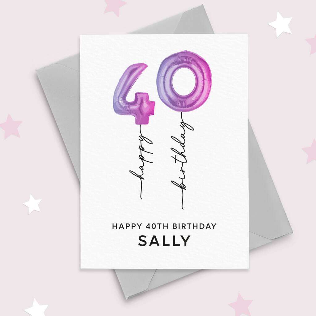 40th Birthday Pink Balloon Card, 1 of 2