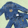 Kids Personalised Denim Jacket Classic B/W Letters, thumbnail 2 of 5