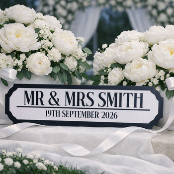 Personalised Small Wedding Road Sign Mr Mrs Couples Name Date Wall Plaque, 3 of 4