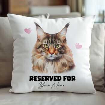 Personalised Maine Coon Cat Reserved For Cushion Cover, 2 of 2