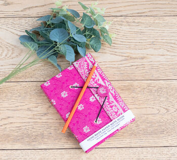 Notebook With Soft Cover From Pink Saree Fabric, 7 of 9