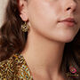 Red Garnet Cluster Circle 18 K Gold Plated Hook Earrings, thumbnail 8 of 10