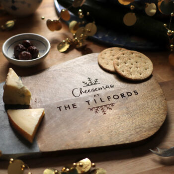 Personalised Christmas Wood And Slate Cheese Board, 5 of 7
