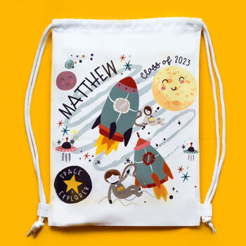 Space Rockets And Astronaut Personalised Kids Bag, 3 of 3