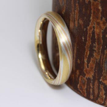 Handmade 18ct Gold And Silver Mokume Gane Wedding Ring, 5 of 5