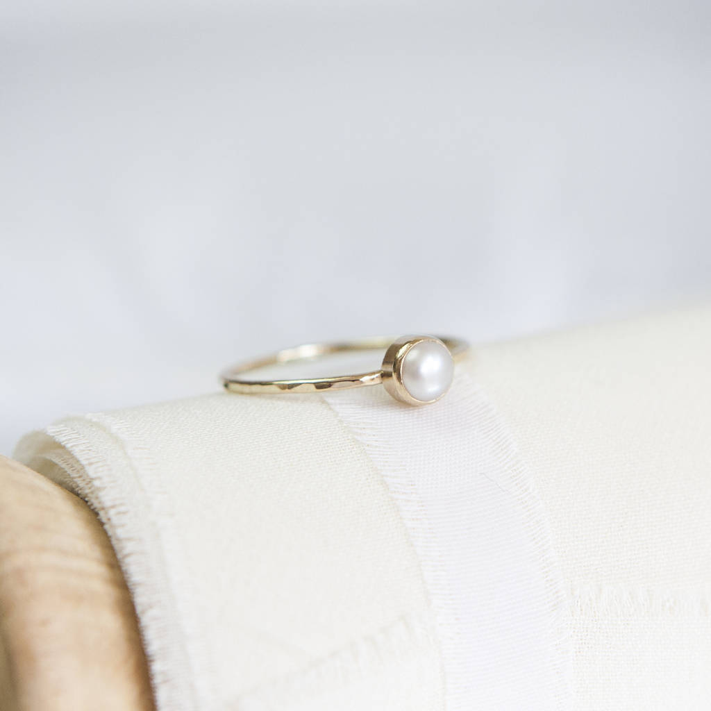 Odessa Ring // Pearl And Gold Stacking Ring, 1 of 7