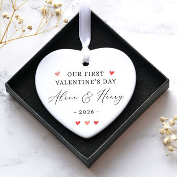 Personalised First Valentine's Day Gift For Her Hanging Ornament, 2 of 2