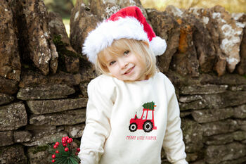 Red Tractor Cream Christmas Jumper, 2 of 2